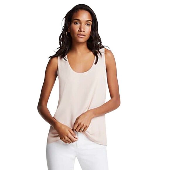 Ann Taylor Women's Size SMALL Pink Sleeveless Ladies Top Mixed Media - Picture 1 of 6